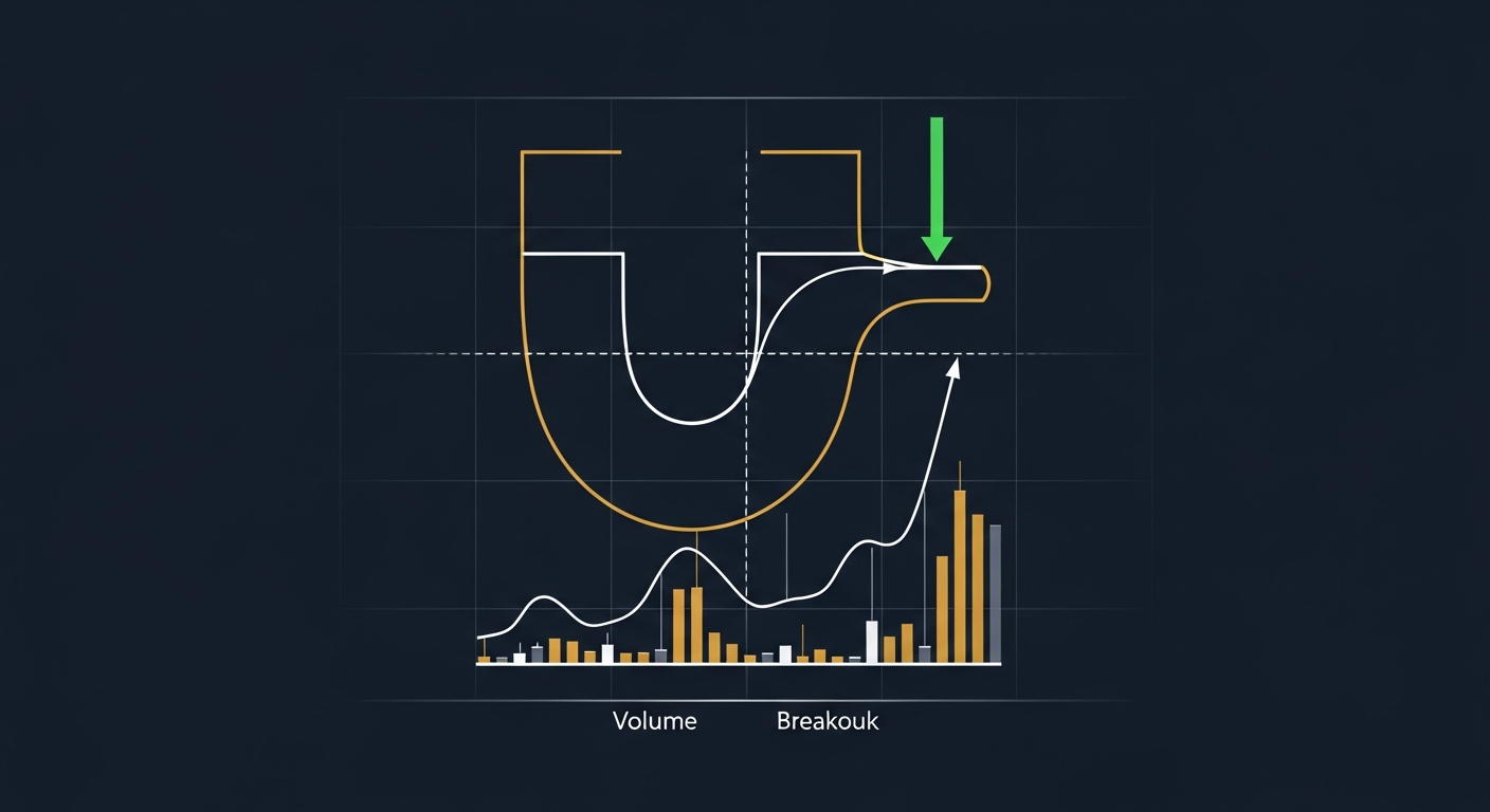 Cup and handle pattern with rounded bottom and handle consolidation