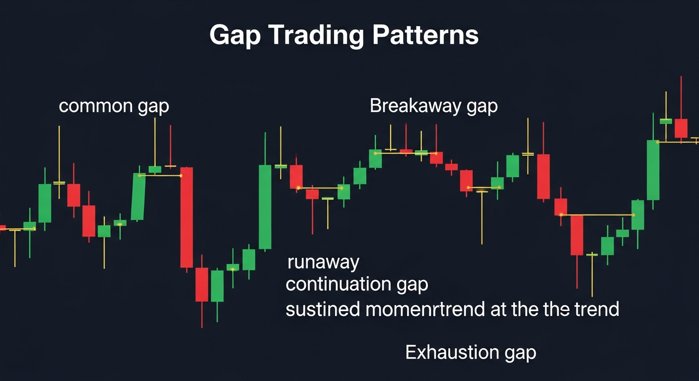 Four types of price gaps: common, breakaway, runaway, and exhaustion