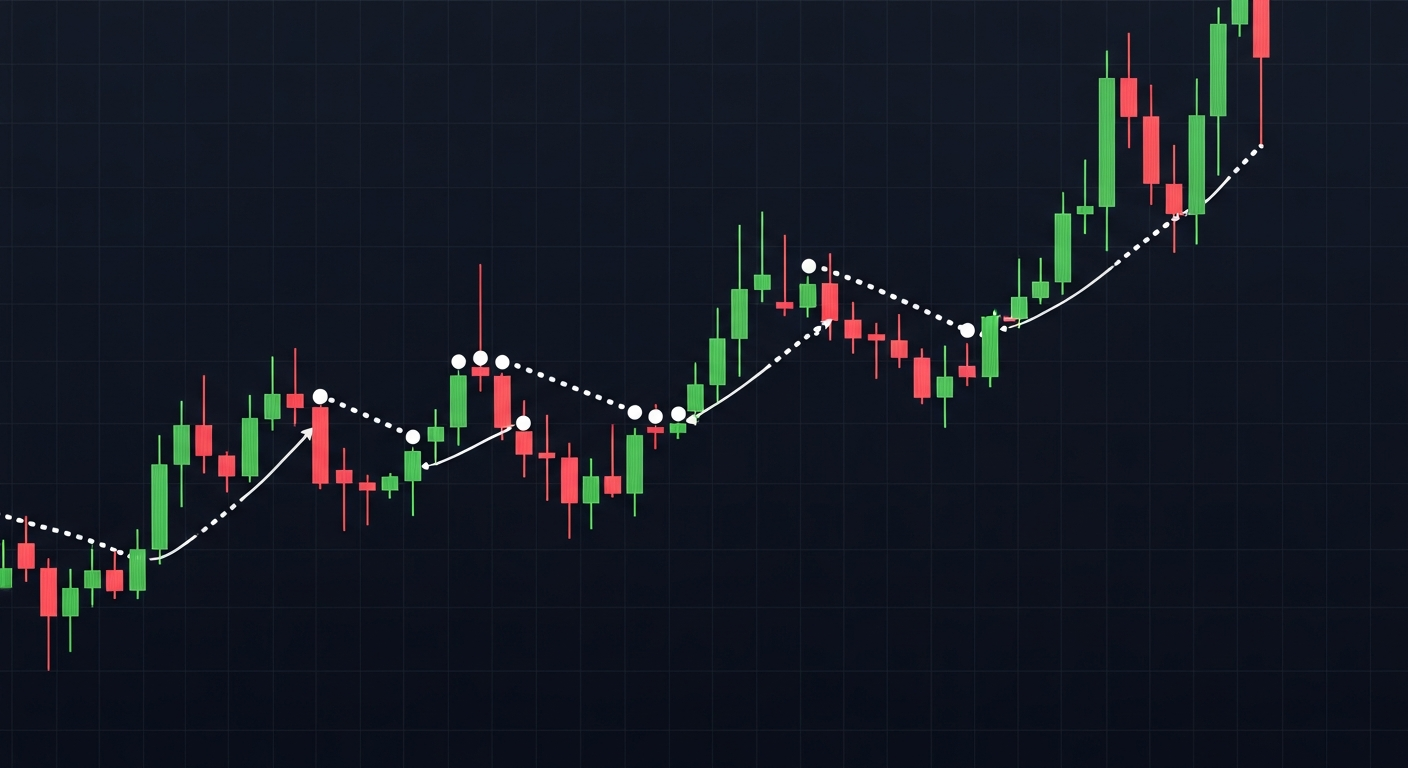 Parabolic SAR dots above and below price showing trend reversals