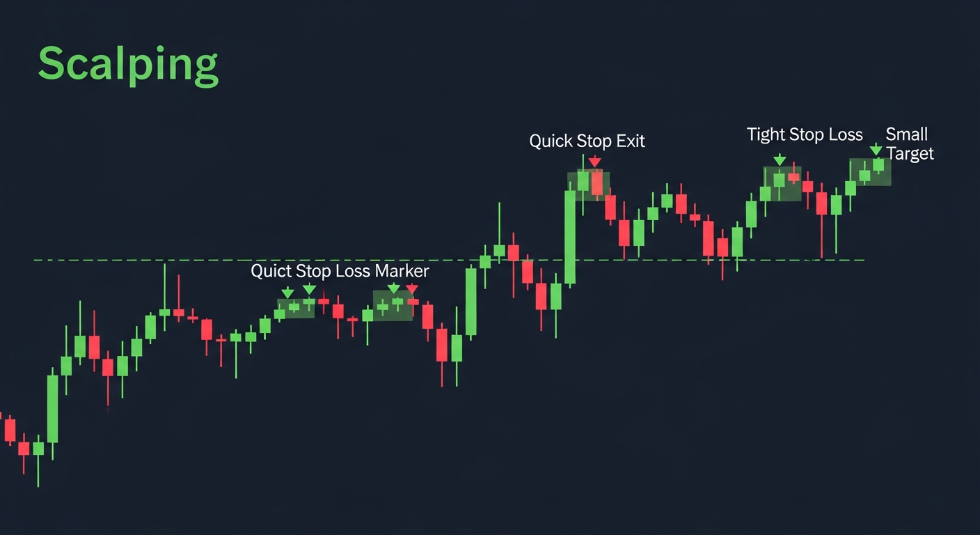 Fast scalping entries and exits on short timeframe chart